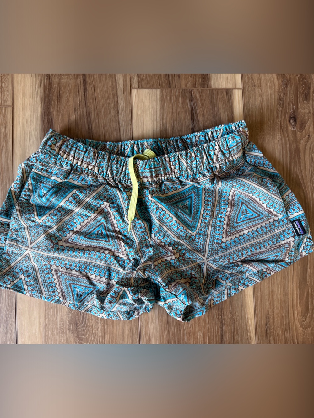 Patagonia Patterned Aqua Geometric Shorts